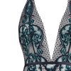 Women's Deep V Lace Jumpsuit Hollow Perspective Sexy Halter Neck Bodysuit