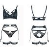 Black Lace Rhinestone Neckline Sexy Lingerie Top
