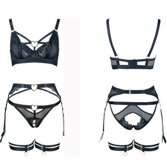 Women’s Sexy Flower Net Perspective Heart Buckle Sling Leg Ring Lingerie