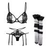 Valentine's Day Mesh Lingerie Set with Garter Belt & Open-Crotch Pants - Romantic Gift Box