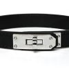 Genuine Leather Choker Necklace with Lock Buckle - Flirty Adult Neck Collar