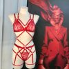 Sexy Embroidered Gold Triangle Cup Bra & Panty Set with Hollow Straps