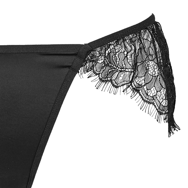 Bella Lace Sleeve Microfiber Thong Bra Set for Women