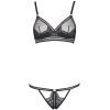 Sexy Rhinestone Strap Hollow Cotton Cup Bra & Open Crotch Panty Set