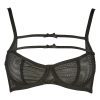 Black Strapless Thin Cup Gathered Panty Set for Small Bust