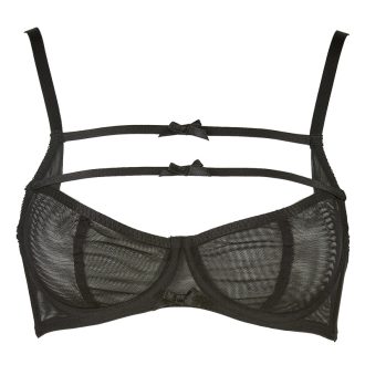 Black Strapless Thin Cup Gathered Panty Set for Small Bust