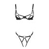 Sexy Rhinestone Strap Hollow Cotton Cup Bra & Open Crotch Panty Set