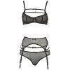 Black Strapless Thin Cup Gathered Panty Set for Small Bust