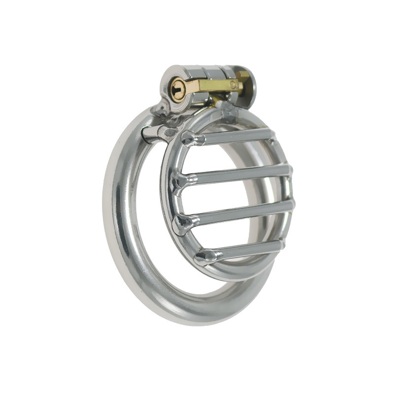 Stainless steel hollow flat short breathable chastity lock - Image 5