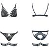 French Lace Jacquard Mesh Heart Buckle Triangle Cup Sexy Bra Bralette & Thong Set