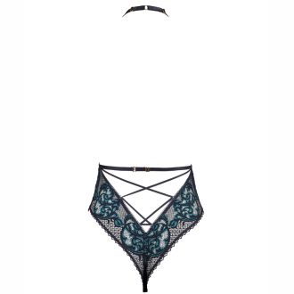 Women’s Deep V Lace Jumpsuit Hollow Perspective Sexy Halter Neck Bodysuit