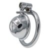 Stainless Steel Flat Chastity Lock Cage with Ring - Men's Secure Device