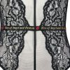 Black Steel Ring Lace Mesh Splicing Light Push-Up Jumpsuit with Cotton Crotch