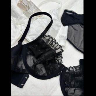 Sexy Lace Mesh Bra & Brief Set – Soft Steel Ring, Breathable Lingerie