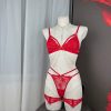 Star Embroidered Mesh Bra & Low Waist Briefs Set - Black