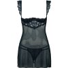 Steel Support Dew Lace Mesh Nightdress - Sexy Black & White Women's Pajamas