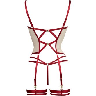 FQ2859 Mesh Embroidery Hollow Steel Ring G-String Leg Harness