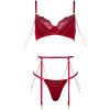 Sexy Red Satin Bra Set with Hollow Detail for Small Bust