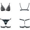 French Lace Jacquard Mesh Heart Buckle Triangle Cup Sexy Bra Bralette & Thong Set