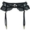 Black Heart Embroidered Mesh Satin Nightgown with Detachable Bra