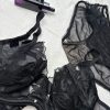 Fj Laser Floral Embroidery Memory Steel Ring Bra & Low Waist Briefs Set - Women's Quality Intimates
