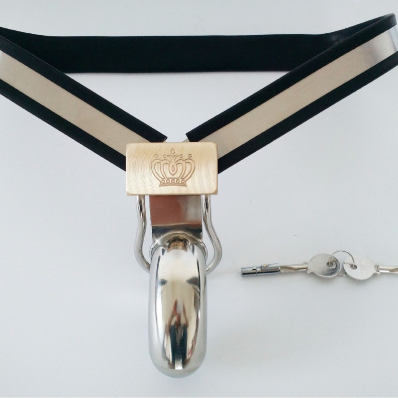 Stainless Steel Y-Strap Chastity Device for Men - Secure Private Lock Underwear - Image 2