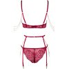Luxury Velvet Lace French Bra & Briefs Set with Gold Chain Detail