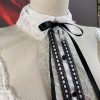 White Christmas Eyelash Lace Detachable Neck Collar Bra Set with Bow