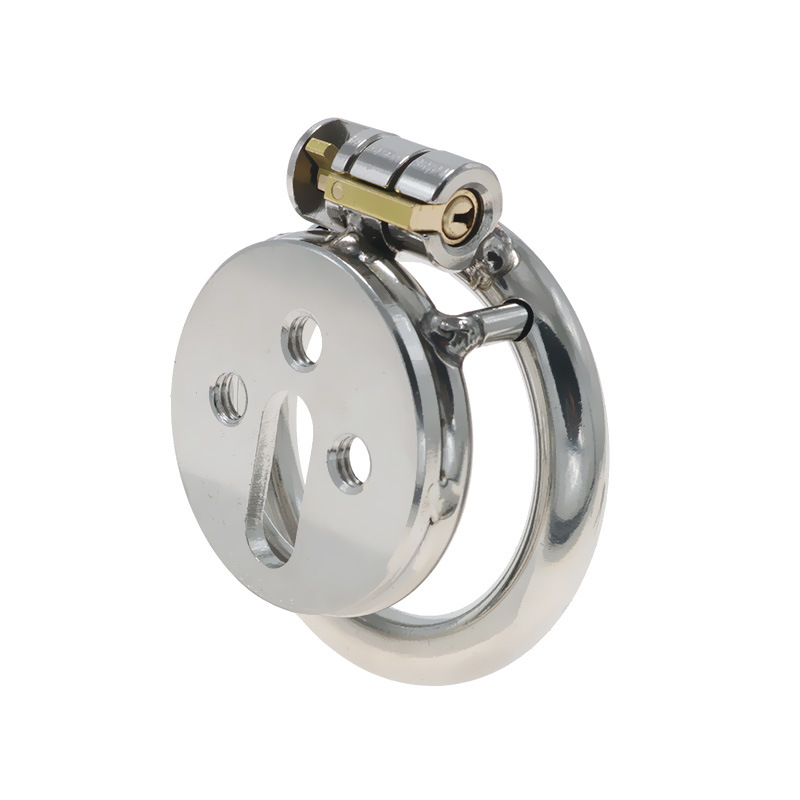 Stainless Steel Flat Chastity Lock Cage for Men - Image 3