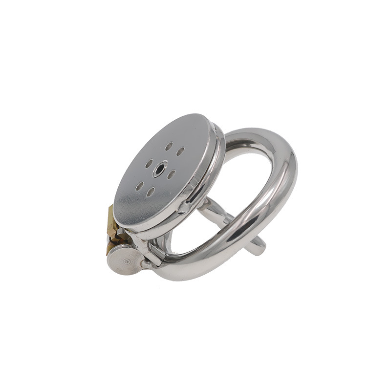 Stainless Steel Mini Chastity Cage for Men - Flat Head Short Lock for Discreet Wear - Image 3
