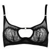 Women's Dot Mesh Eyelash Lace Bra & Briefs Set with Heart Buckle