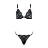 French Pure Desire Lace Triangle Cup Low Waist Thong Sexy Cross Back Lingerie Set