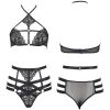 Eyelash Lace Polka Dot Mesh Bra & Thong Set