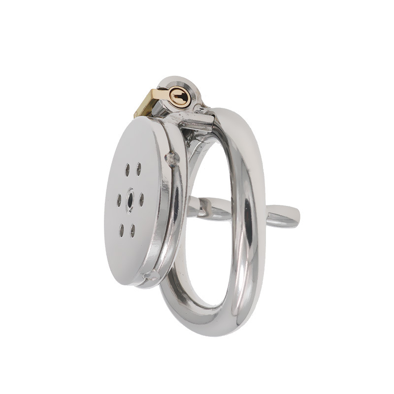 Stainless Steel Mini Chastity Cage for Men - Flat Head Short Lock for Discreet Wear - Image 7