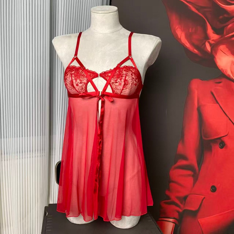 Black Mesh Sheer Embroidered Lingerie Set for Women - Sexy Waist-Cinching Nightdress - Image 13