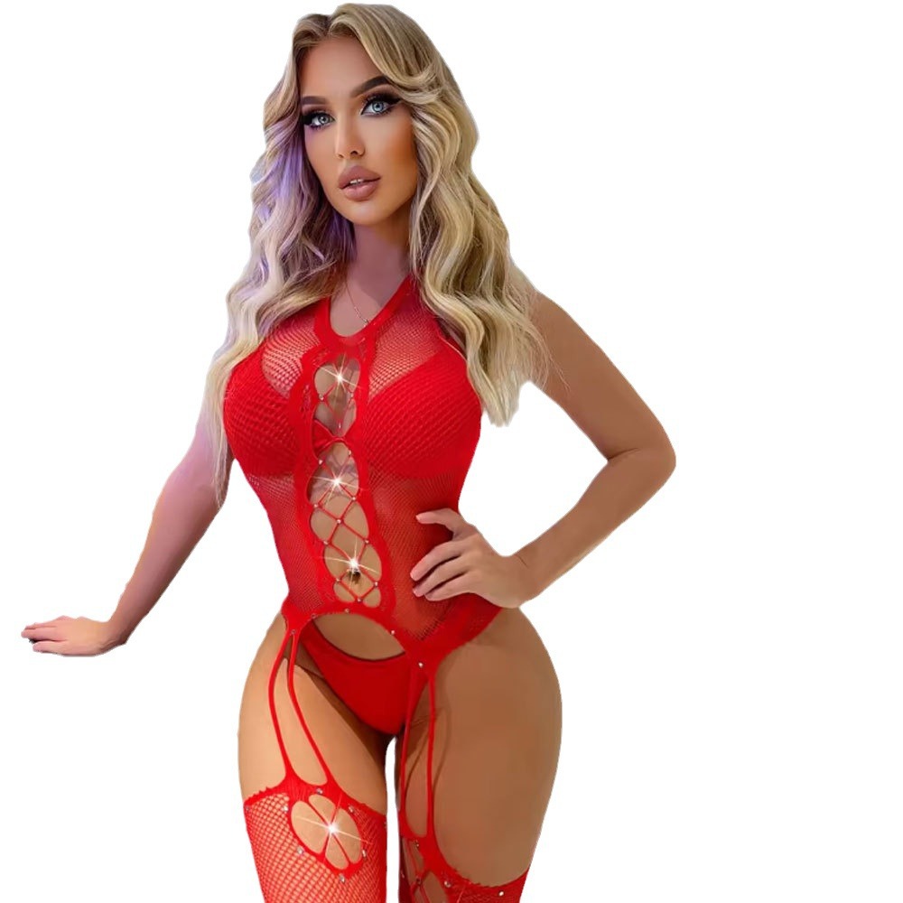 Hot Diamond Fishnet Open Bottom Stockings - Transparent Temptation Lingerie - Image 5