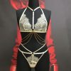 Sexy Lace Thong Set with Adjustable Chain and Diamond Accents