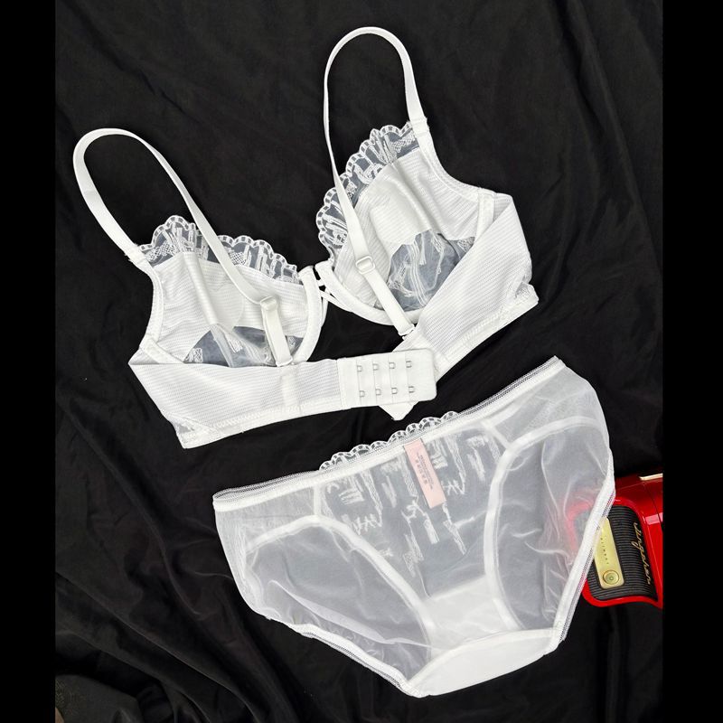 Sexy Lace Mesh Bra & Brief Set - Soft Steel Ring, Breathable Lingerie - Image 4