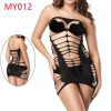 Women's Long Sleeve Hollow Out Mesh Fishnet Bodysuit Bandeau Bikini Style Lingerie