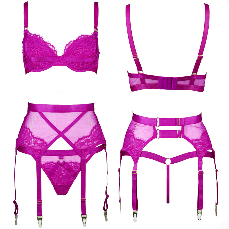 Lace Elastic Memory Wire Double Layer Micro Push-up Bra Set - Image 10