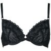 Star Embroidered Mesh Bra & Low Waist Briefs Set - Black