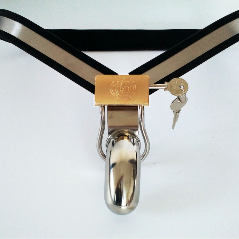 Stainless Steel Y-Strap Chastity Device for Men - Secure Private Lock Underwear - Image 4