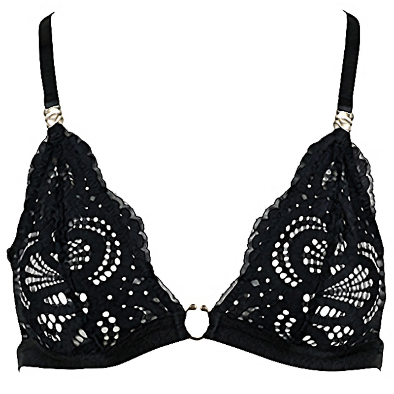 French Pure Desire Lace Triangle Cup Low Waist Thong Sexy Cross Back Lingerie Set - Image 4