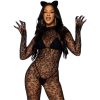 Sexy Long Sleeve Sheer Bodysuit with Stocking Legs