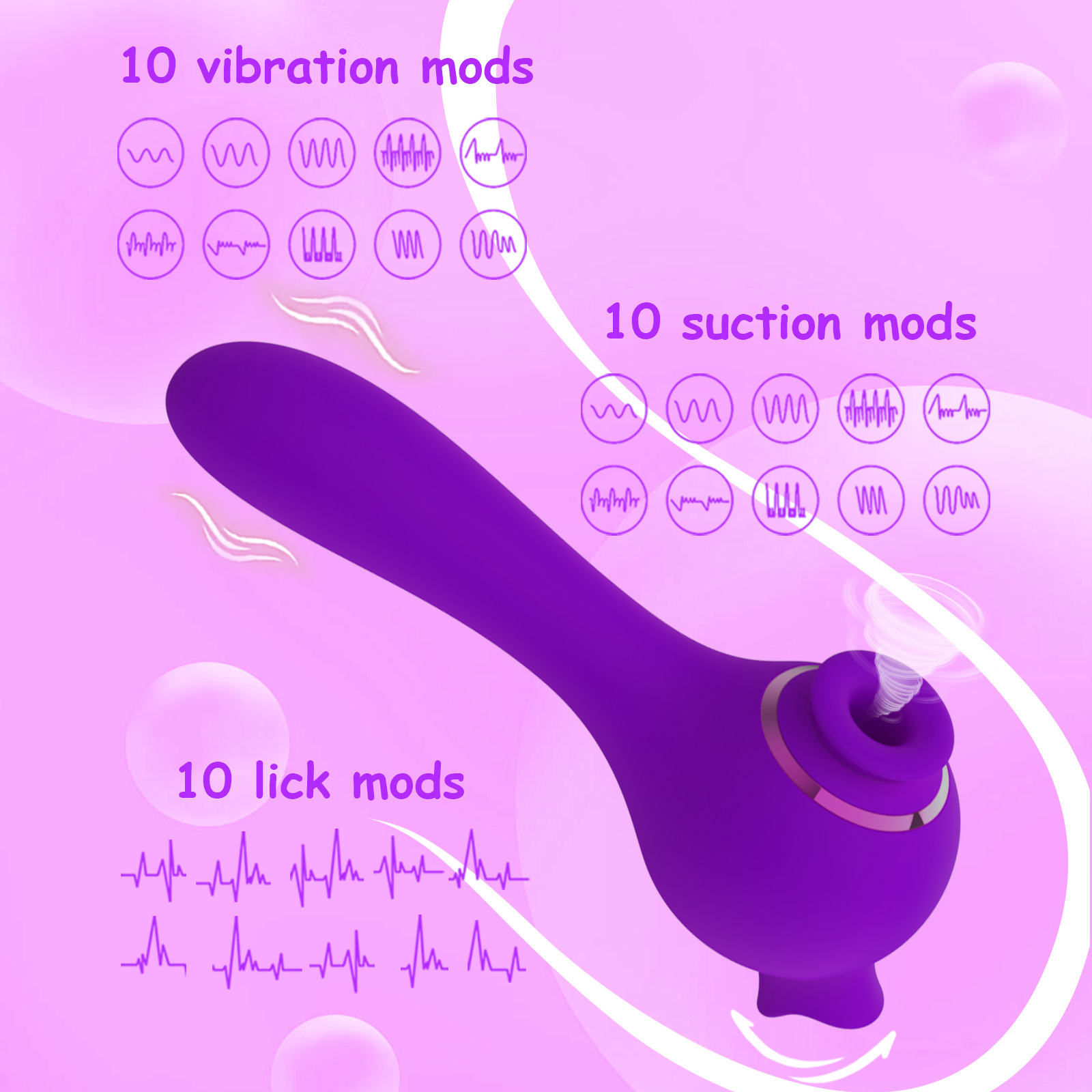 Sucking tongue licking vibrator three-in-one massage stick women's masturbation device fun sex product - Image 3