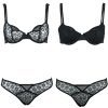 Ultra-thin lace hollow-waist mesh see-through lingerie set