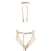 Golden Deep V Halter Jumpsuit with Gilding Lace & Beauty Back Strap