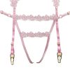 Pink Floral Lace Halter Thong Set with Adjustable Straps