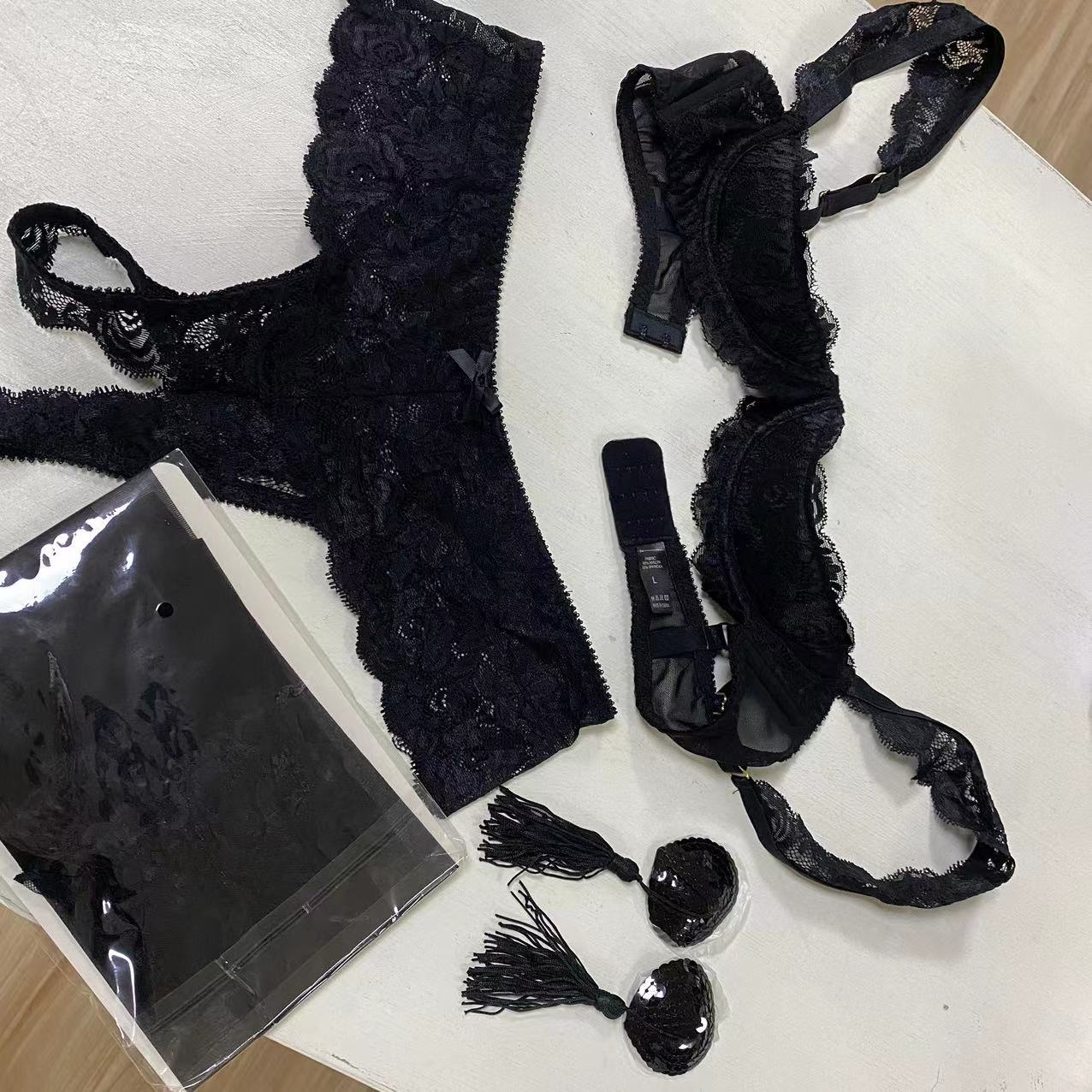 pure white lace sponge steel support Dew bra mid-waist free underwear women's sexy lingerie suit - Image 7