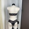 Black Lace Rhinestone Neckline Sexy Lingerie Top